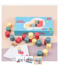 Erdvinio mąstymo lavinimo žaidimas Mediniai 3D cilindrai